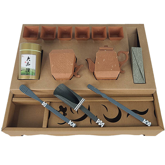 紙紮茶具組-磚紅